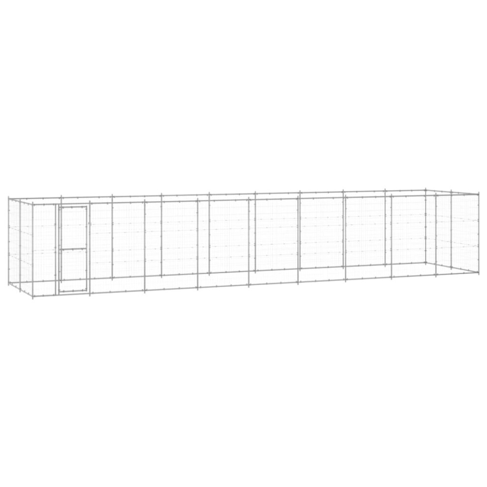 vidaXL Outdoor Dog Kennel Galvanised Steel 21.78 m? Puppy Enclosure Dog Cage