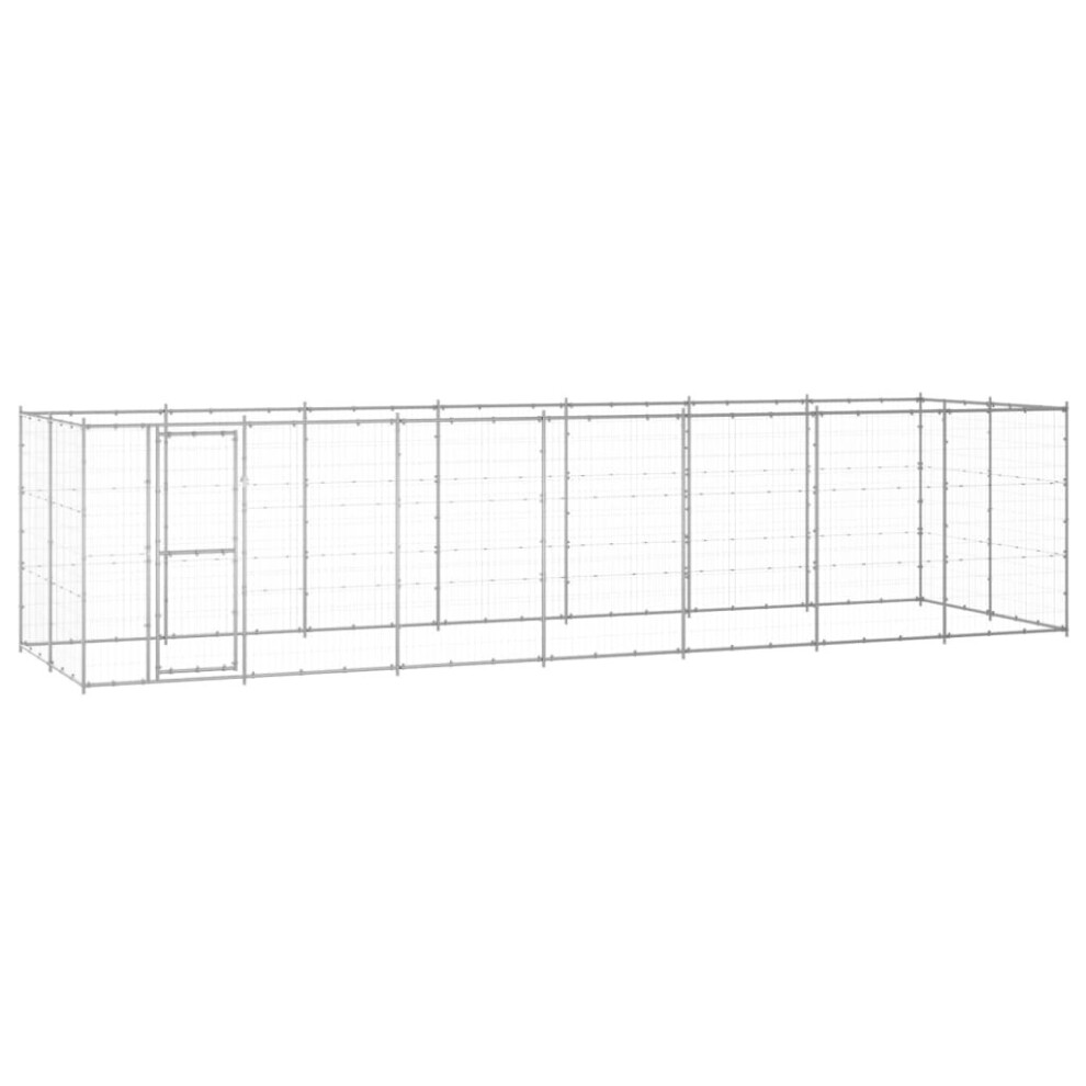 Vidaxl Outdoor Dog Kennel Galvanised Steel 16.94 M? Puppy Enclosure Dog Cage