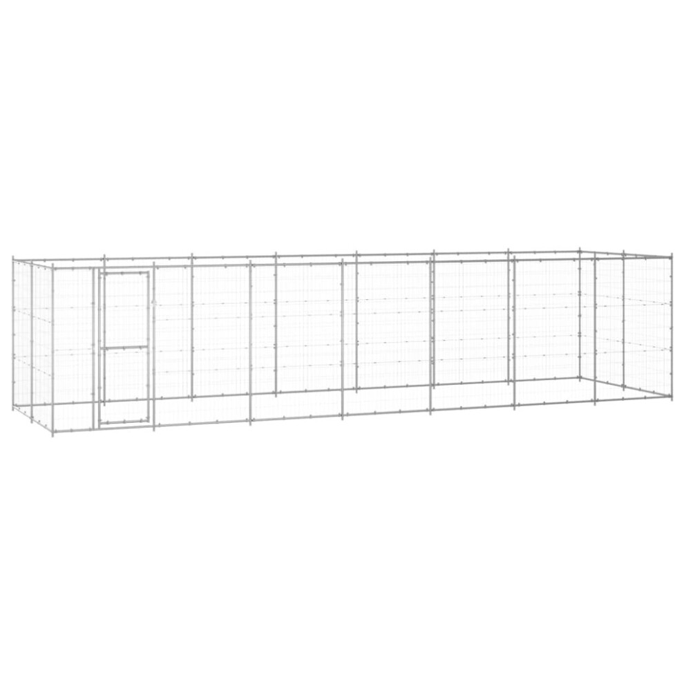 vidaXL Outdoor Dog Kennel Galvanised Steel 16.94 m? Puppy Enclosure Dog Cage