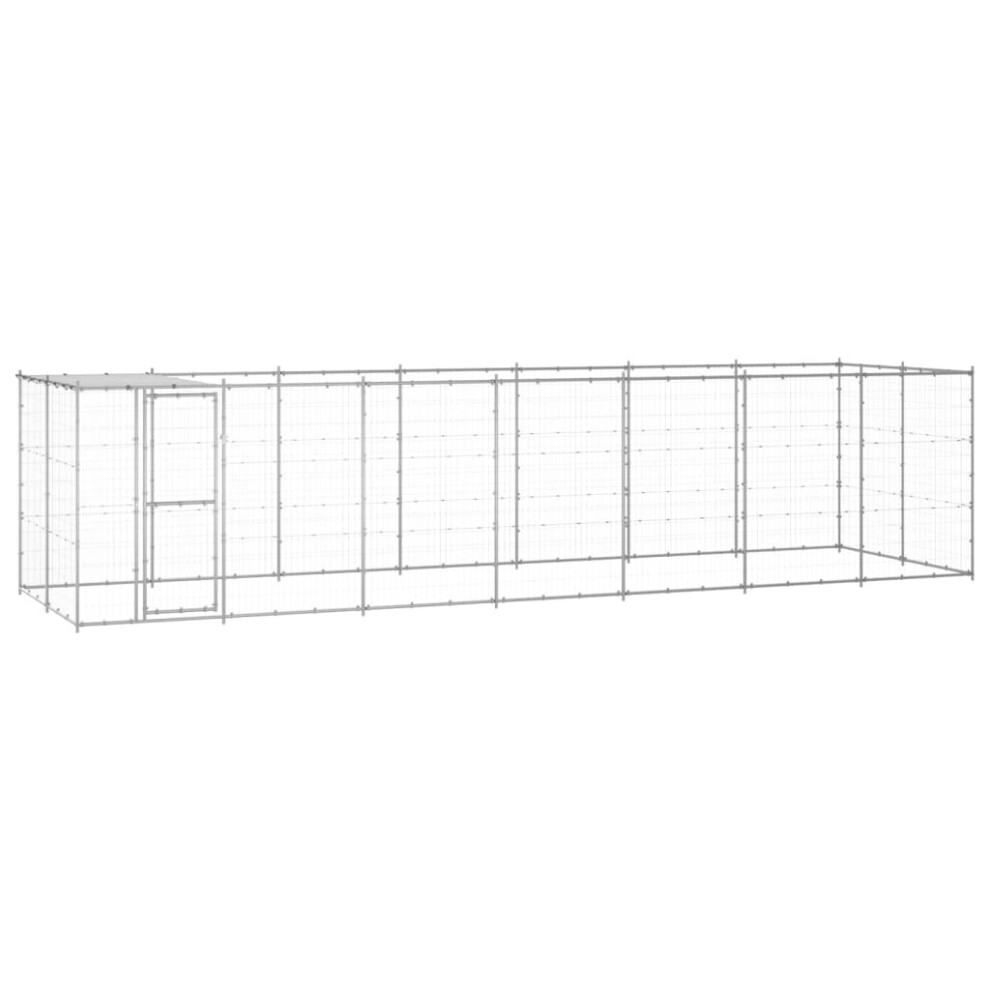 vidaXL Outdoor Dog Kennel Galvanised Steel with Roof 16.94 m? Patio Dog Cage