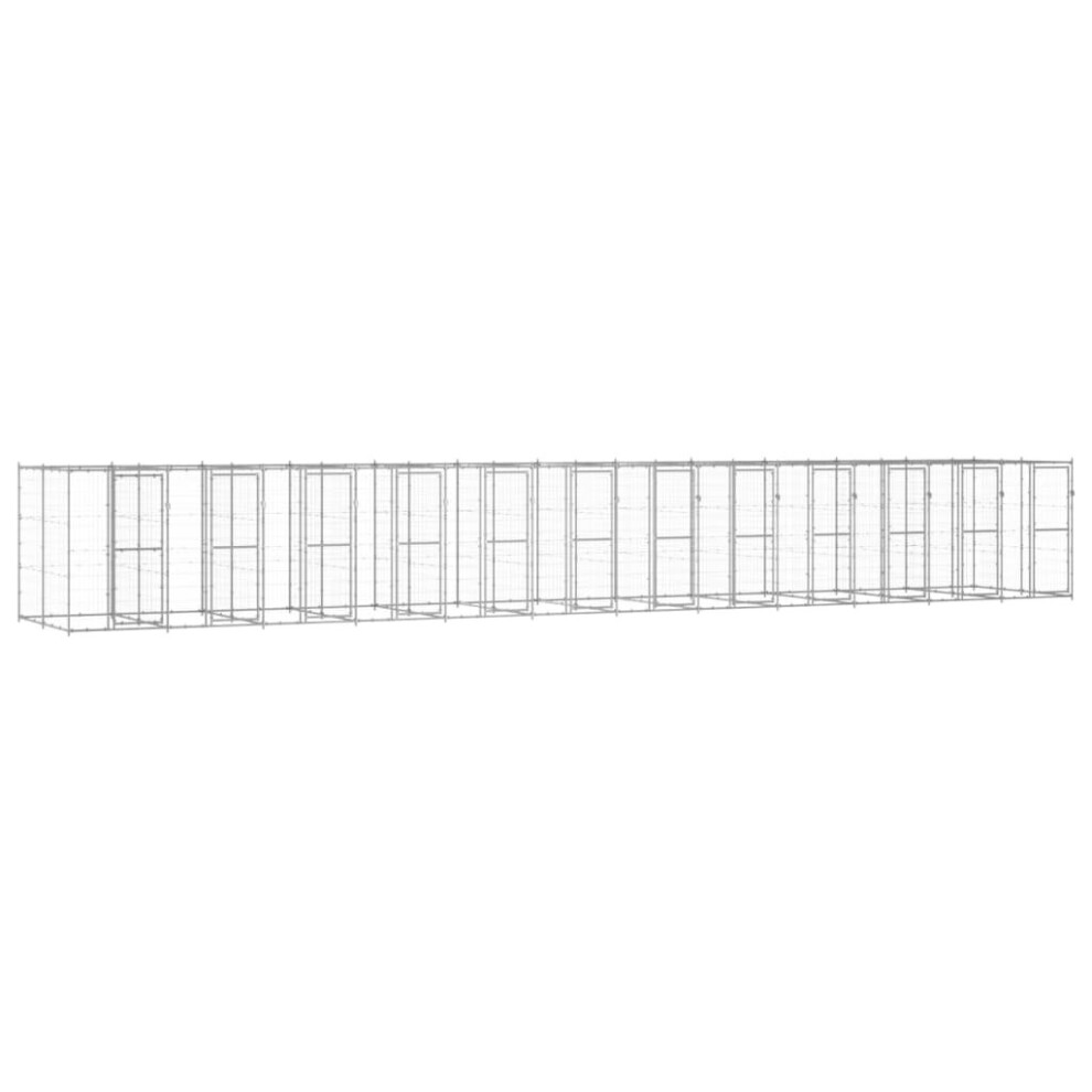 Vidaxl Outdoor Dog Kennel Galvanised Steel 29.04 M? Puppy Enclosure Dog Cage