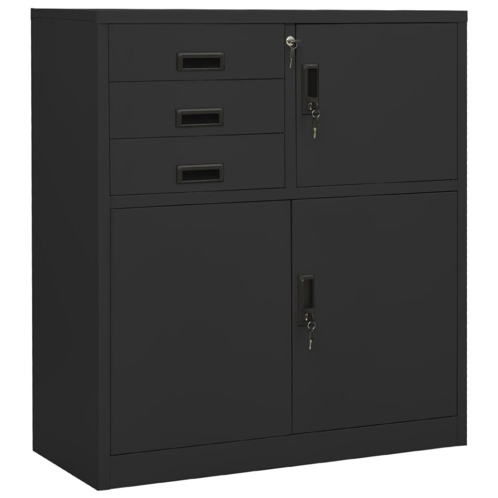 Vidaxl Office Cabinet Anthracite Steel Furniture Filing File Storage Cabinet