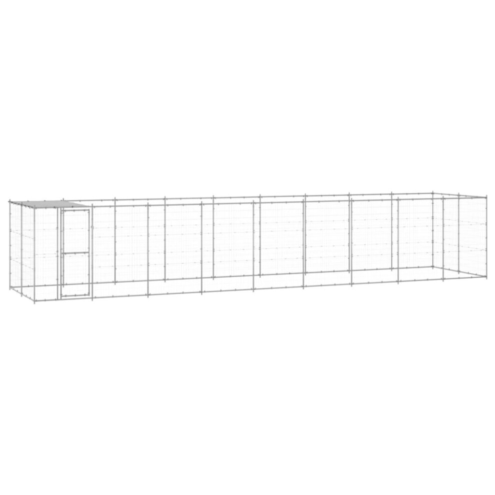 vidaXL Outdoor Dog Kennel Galvanised Steel with Roof 21.78 m? Patio Dog Cage