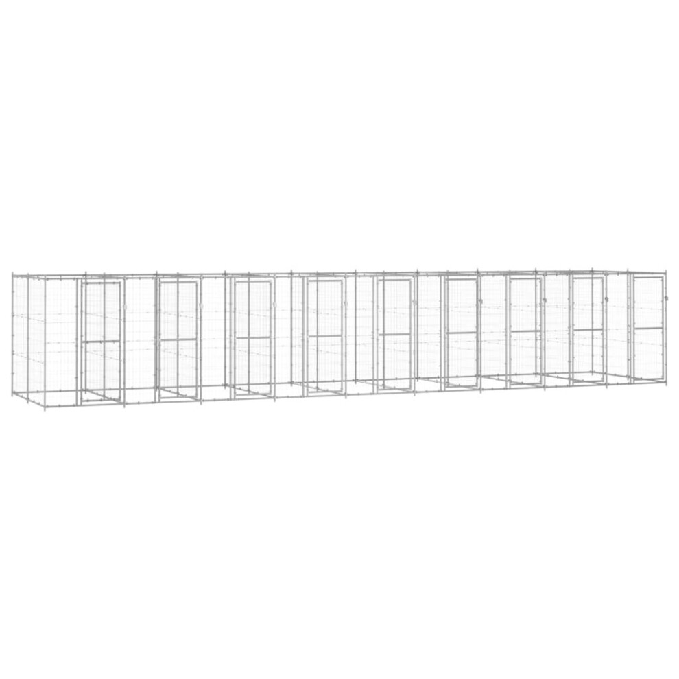 Vidaxl Outdoor Dog Kennel Galvanised Steel 21.78 M? Puppy Enclosure Dog Cage