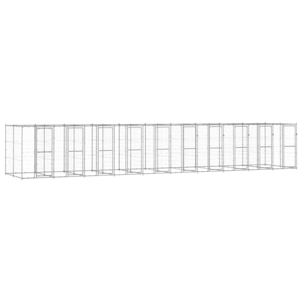Vidaxl Outdoor Dog Kennel Galvanised Steel 24.2 M? Puppy Enclosure Dog Cage