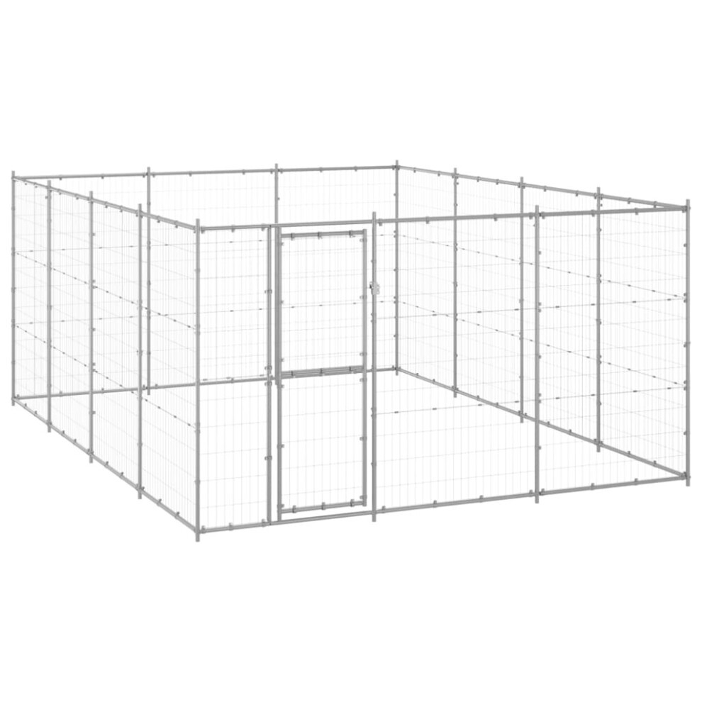 vidaXL Outdoor Dog Kennel Galvanised Steel 14.52 m? Patio Puppy Dog House Cage