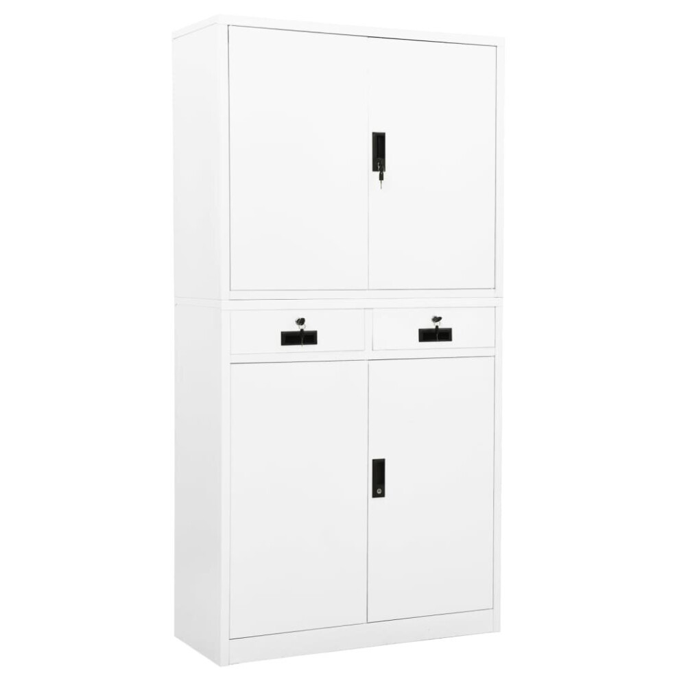 vidaXL Office Cabinet White Steel Furniture Filing File Storage Cabinet Locker