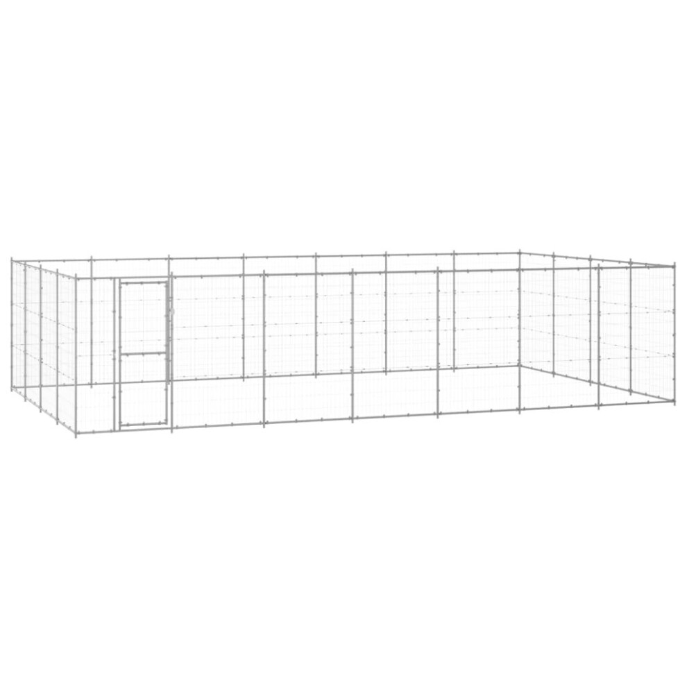 vidaXL Outdoor Dog Kennel Galvanised Steel 33.88 m? Patio Puppy Dog House Cage