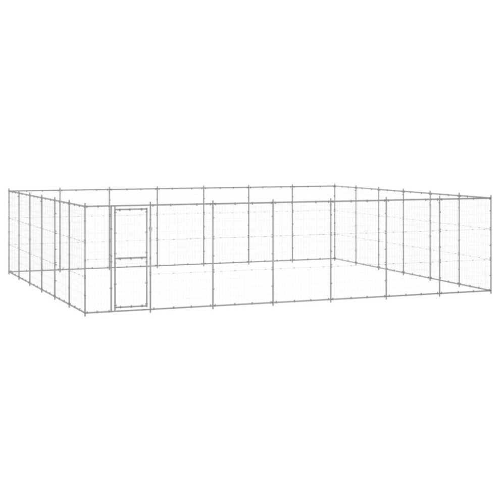 vidaXL Outdoor Dog Kennel Galvanised Steel 50.82 m? Patio Puppy Dog House Cage