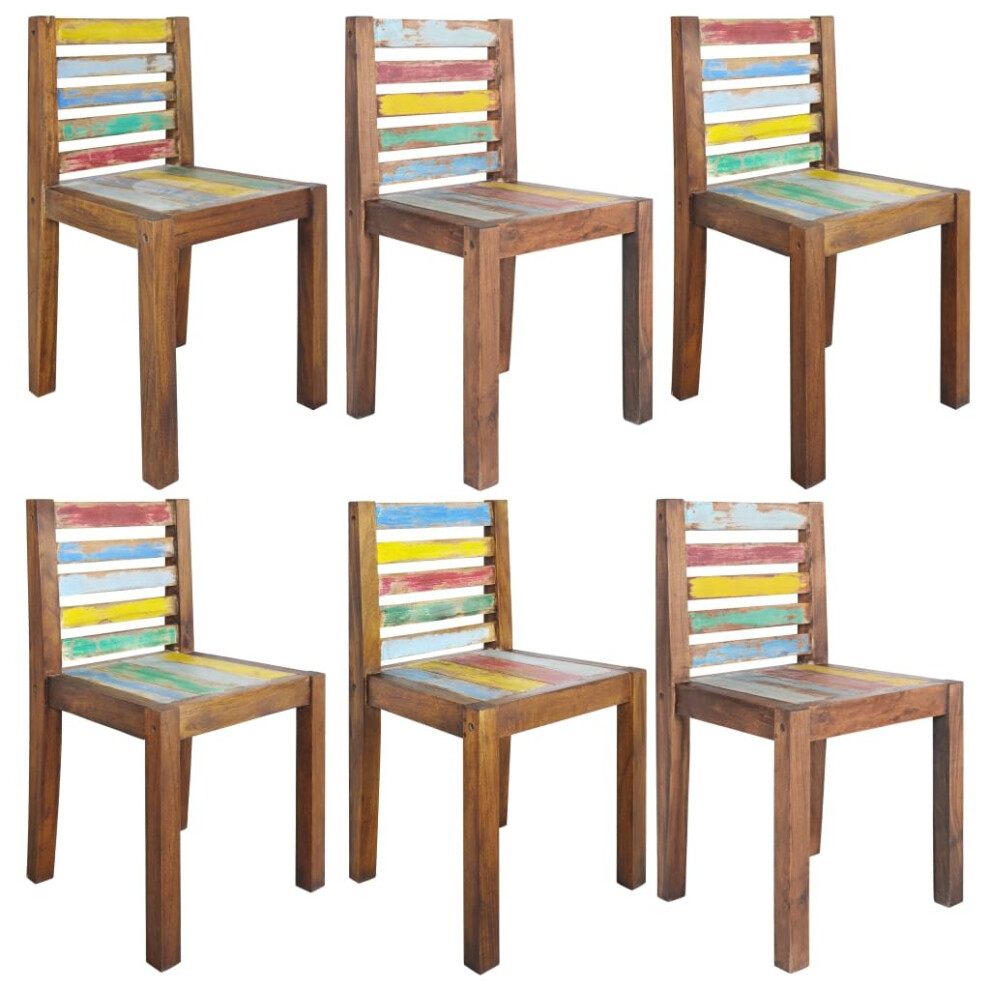 vidaXL 6x Dining Chairs Solid Reclaimed Wood Kitchen Wooden Chair Seating