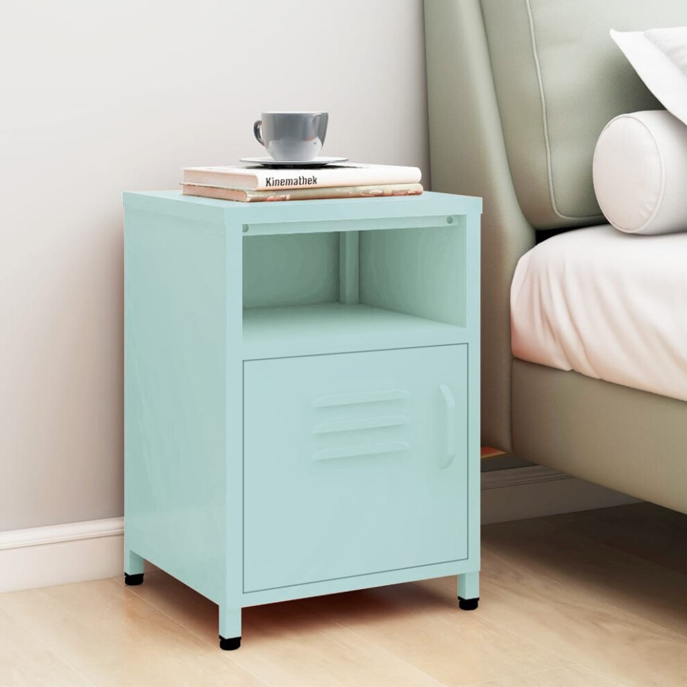 vidaXL Nightstand Mint Steel Home Bedroom Bedside Bed Side Storage Cabinet