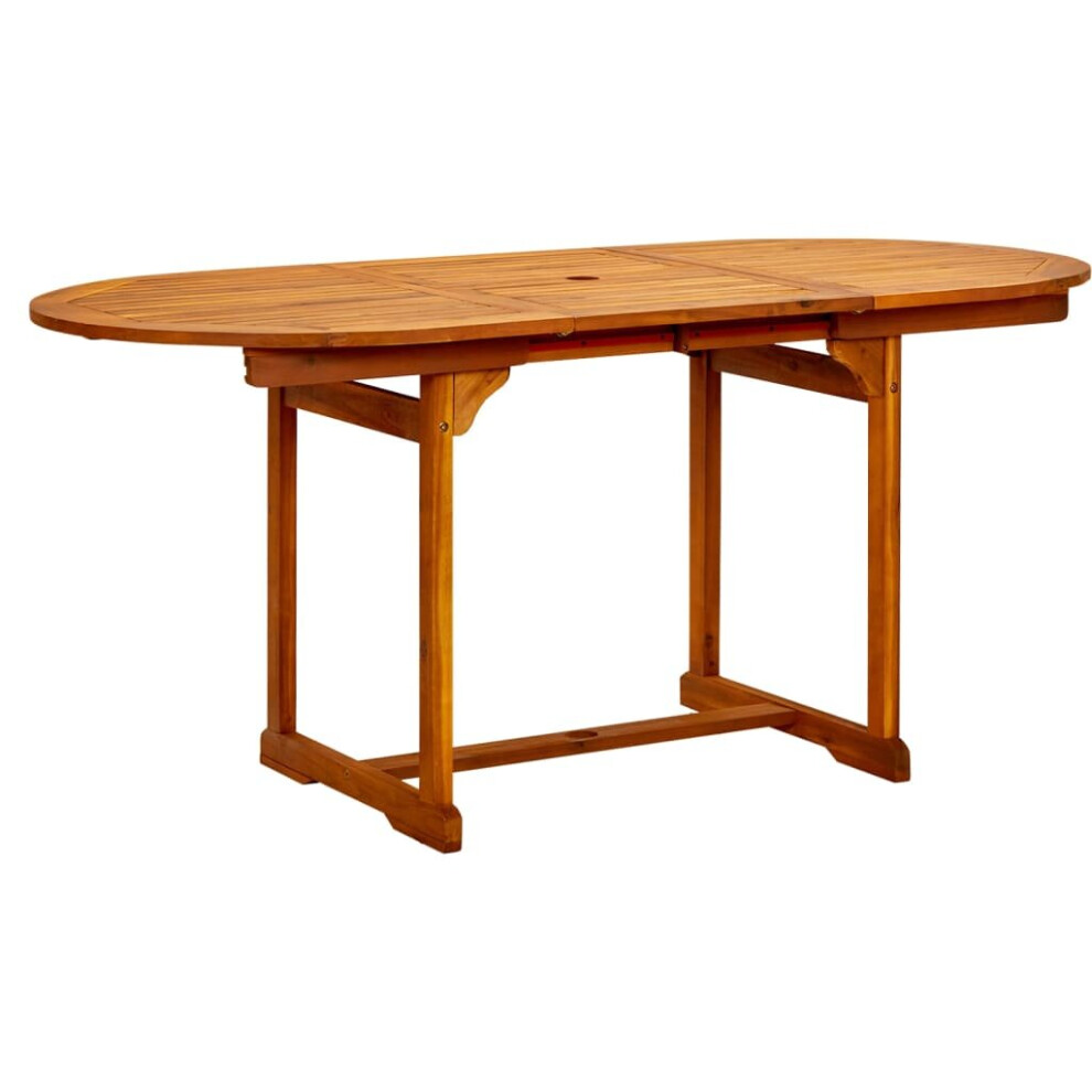 vidaXL Solid Acacia Wood Garden Dining Table Extendable Outdoor Patio Table