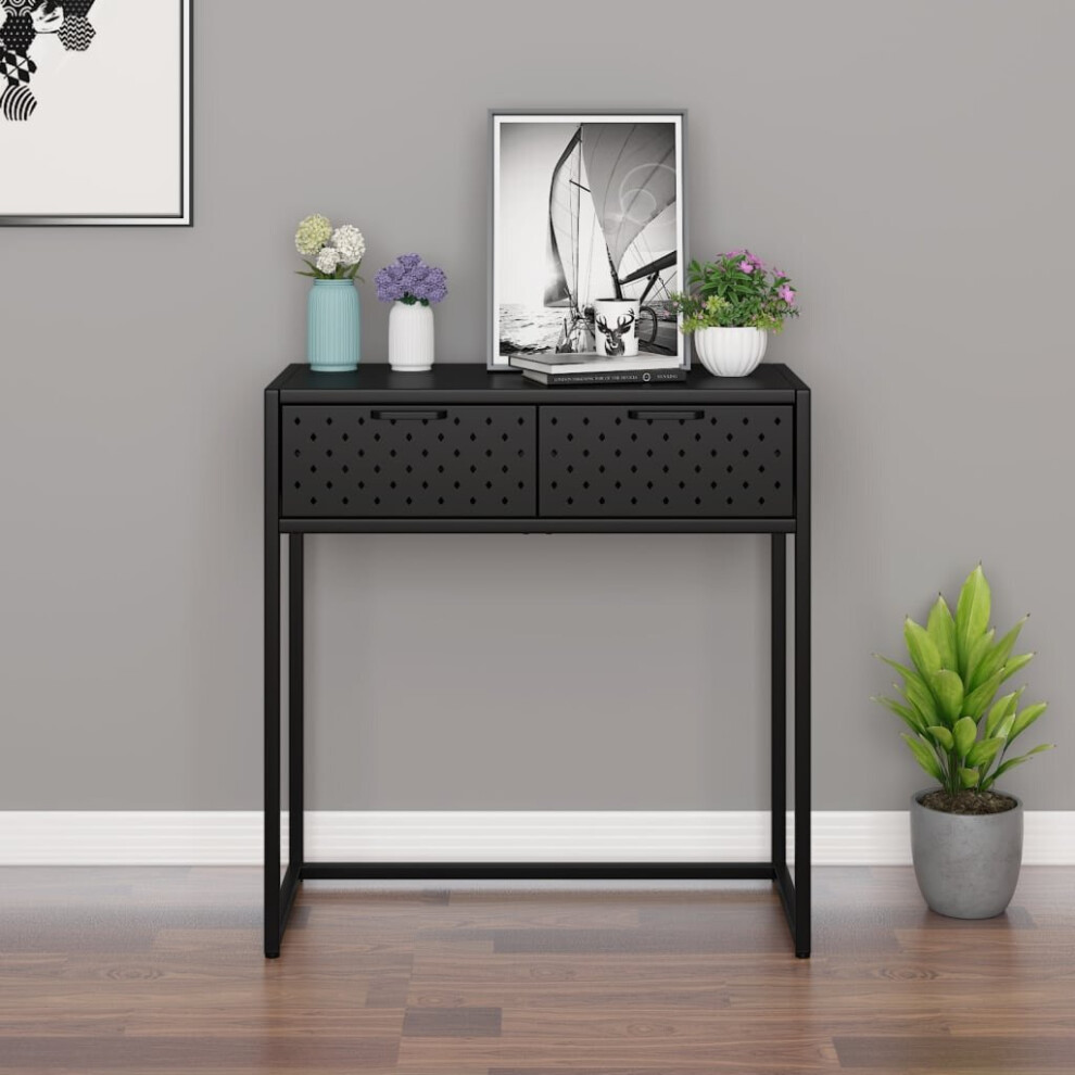 vidaXL Console Table Black Steel Living Room Furniture End Hall Side Table