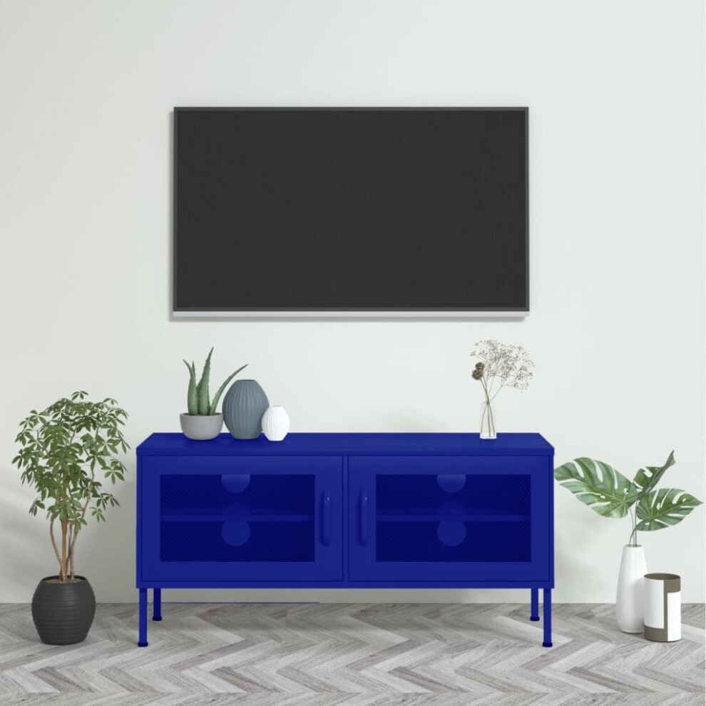 New Vidaxl Tv Cabinet Navy Steel Stereo Hifi Cabinet Media Unit Tv Stands Blue 336235