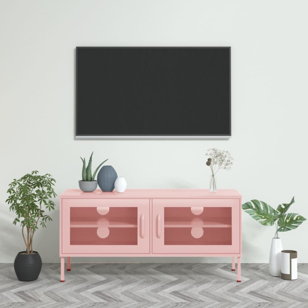 vidaXL TV Cabinet Pink Steel Home Stereo Hifi Cabinet Media Unit TV Stands