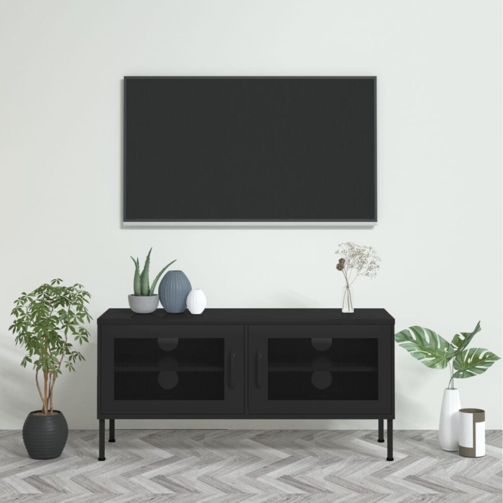 Vidaxl Tv Cabinet Black Steel Home Stereo Hifi Cabinet Media Unit Tv Stands