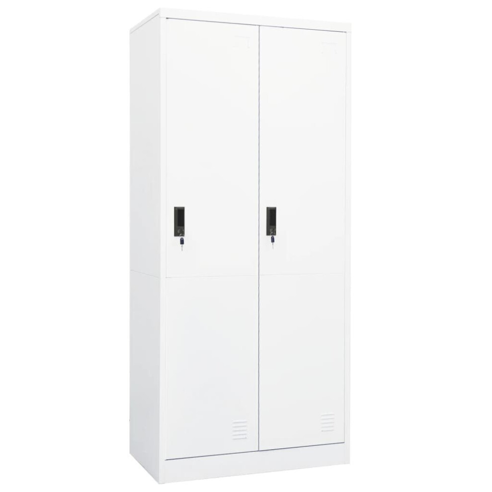 vidaXL Wardrobe White Steel Home Hanger Organiser Clothing Cabinet Cupboard