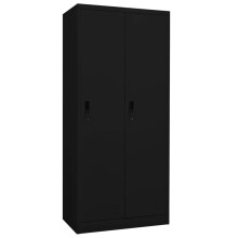 vidaXL Wardrobe Black Steel Bedroom Clothing Side Cabinet Hanger Organiser