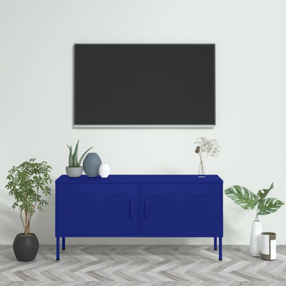 vidaXL TV Cabinet Navy Blue Steel TV Stands Unit Stereo Cabinet Media Unit