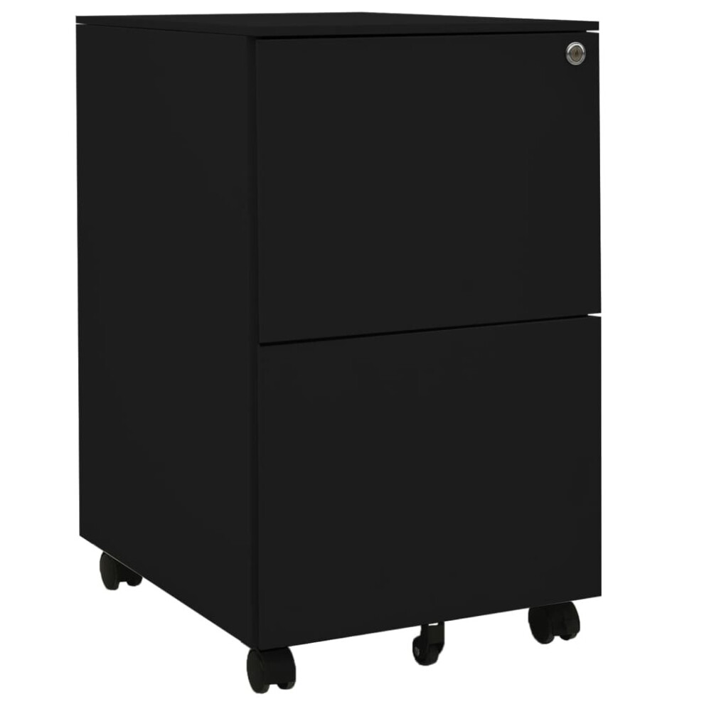 vidaXL Mobile File Cabinet Black Steel Office Filing File Storage Cabinet