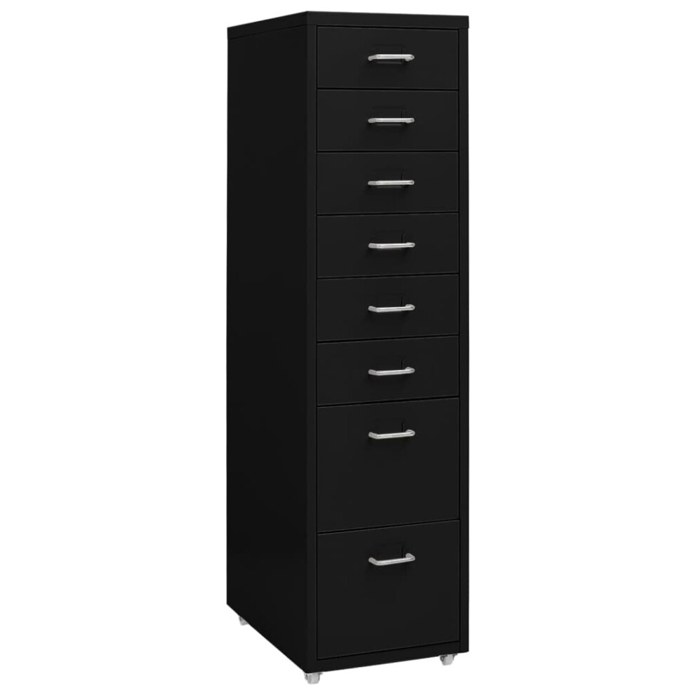 vidaXL Mobile File Cabinet Black Metal Office Storage File Filing Cabinet