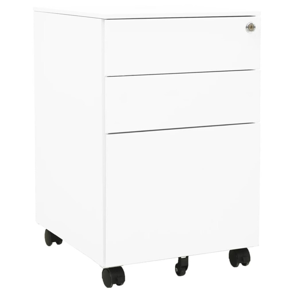 vidaXL Mobile File Cabinet White Steel Office File Storage Filing Cabinet