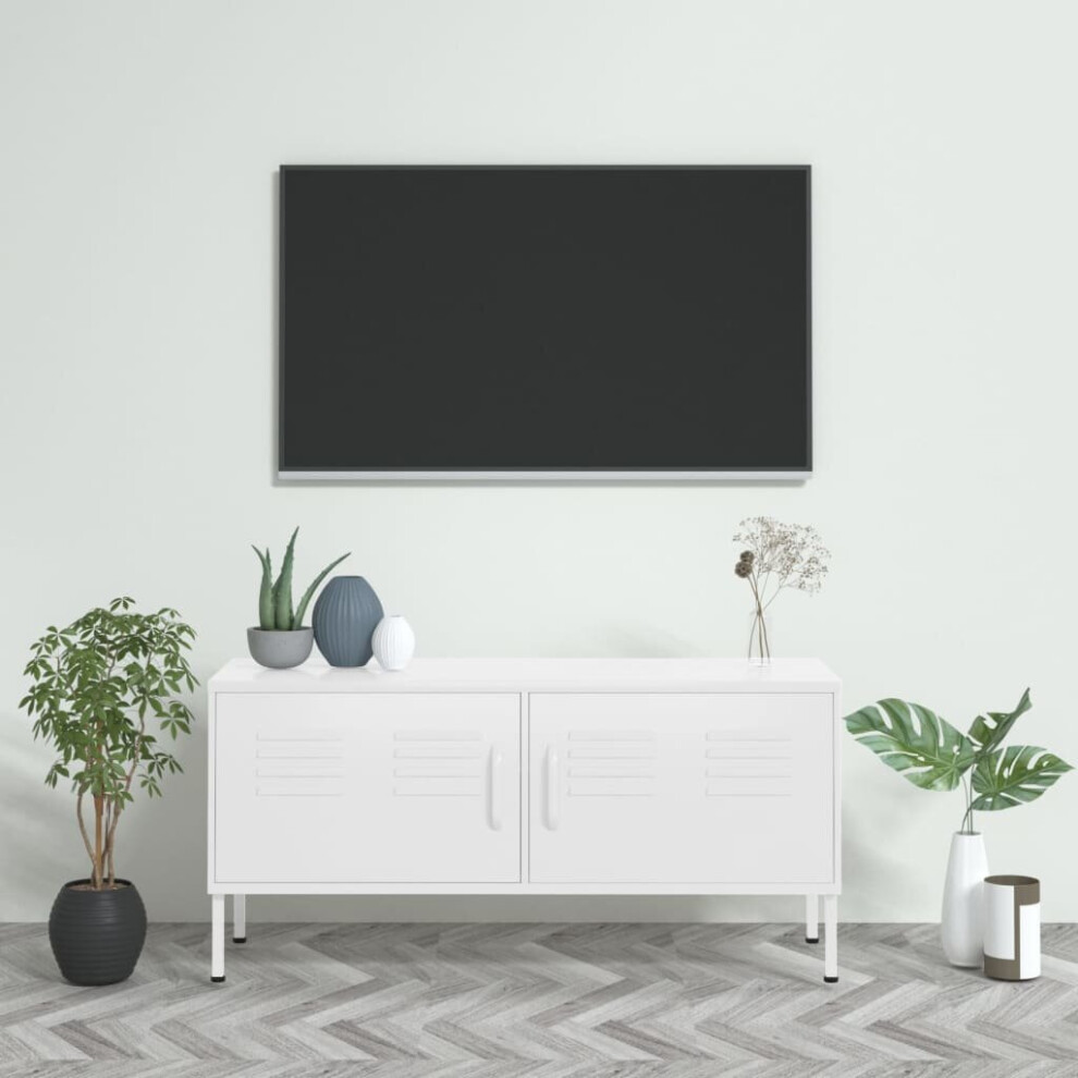 New Vidaxl Tv Cabinet Steel Home Stereo Hifi Cabinet Media Unit Tv Stands White 336233