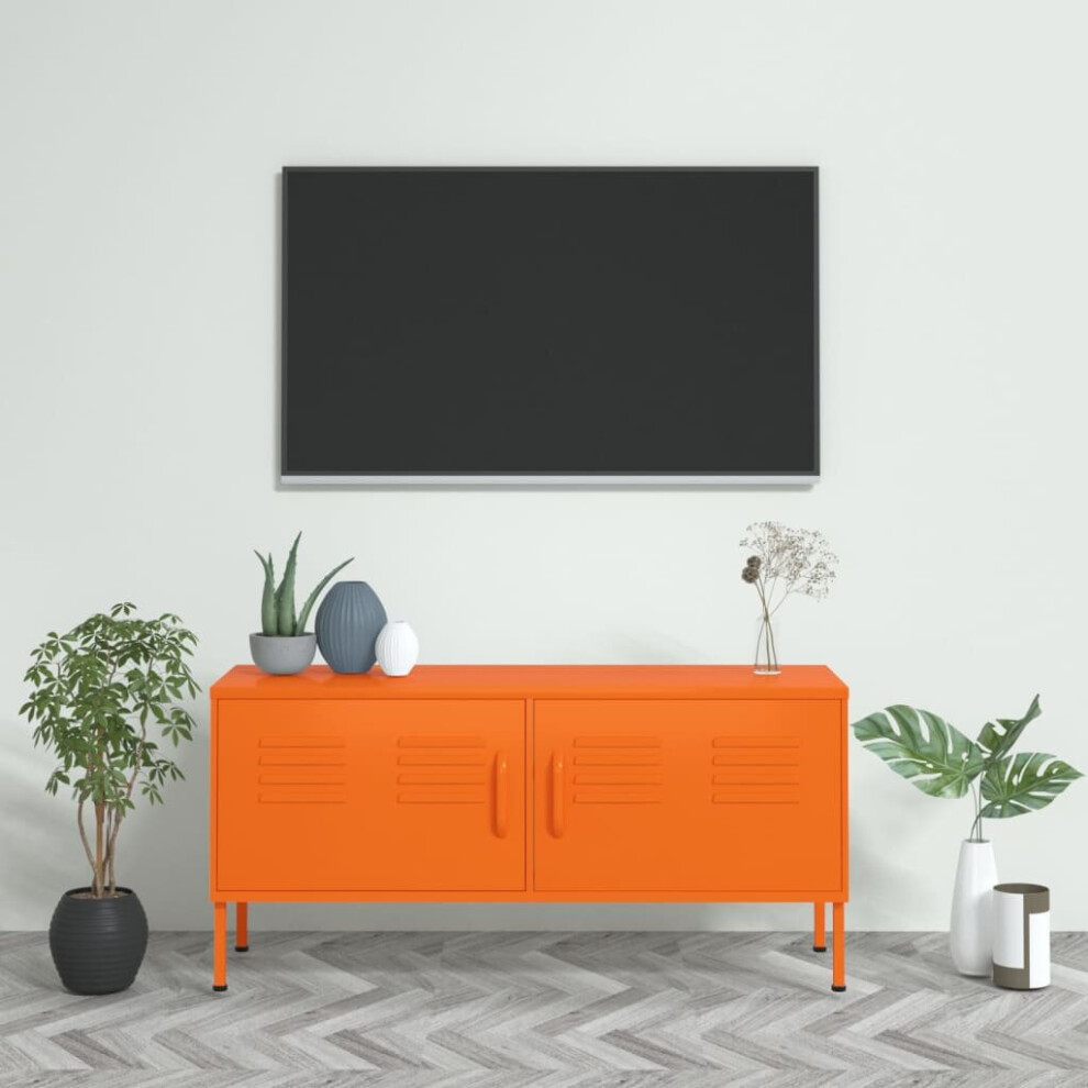 Vidaxl Tv Cabinet Steel Tv Stands Unit Stereo Hifi Cabinet Media Unit Orange