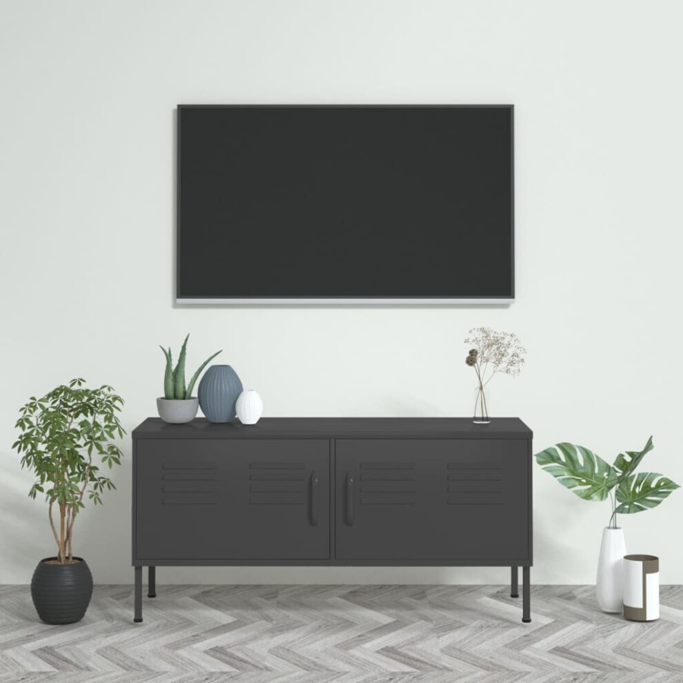 Vidaxl Tv Cabinet Anthracite Steel Home Stereo Cabinet Media Unit Tv Stands