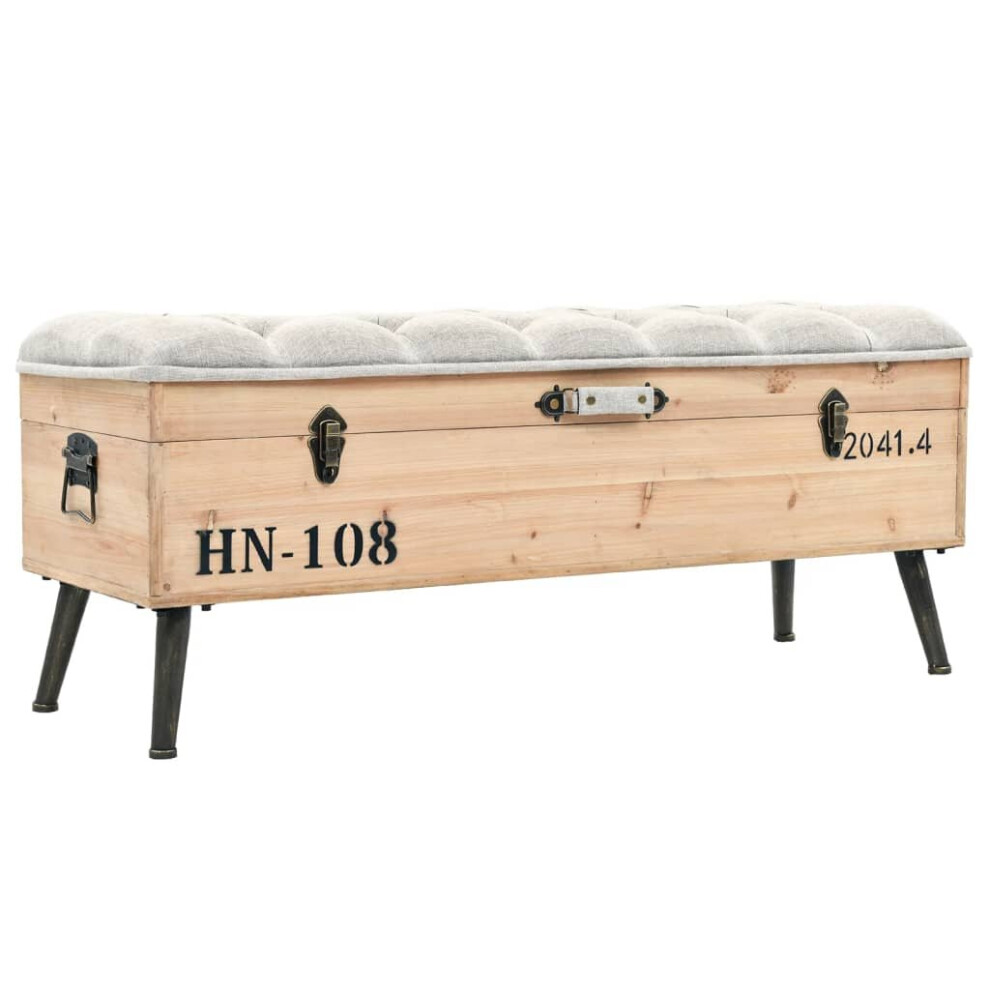 vidaXL Solid Firwood Storage Bench 110cm Pouffe Storage Box Entryway Bench
