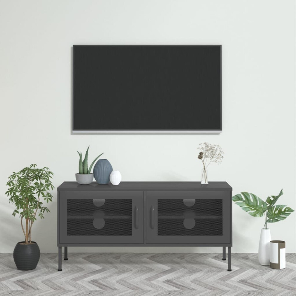 Vidaxl Tv Cabinet Anthracite Steel Stereo Hifi Cabinet Media Unit Tv Stands