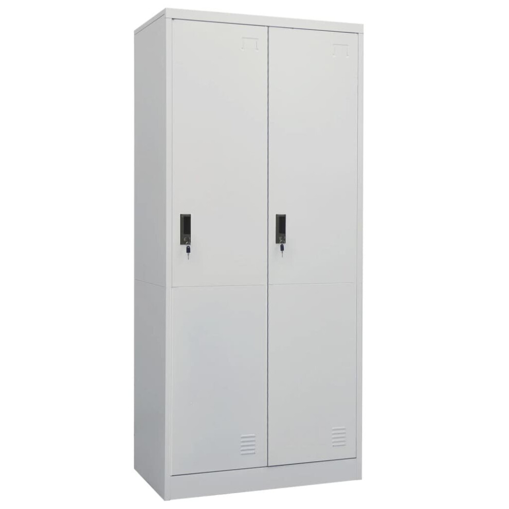 vidaXL Wardrobe Light Grey Steel Hanger Organiser Clothing Cabinet Cupboard