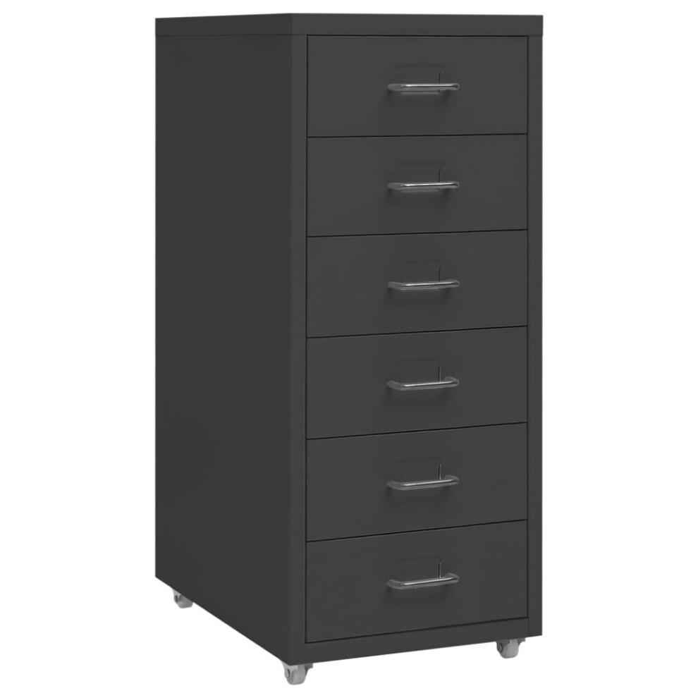 vidaXL Mobile File Cabinet Anthracite Metal Office Storage File Filing Cabinet