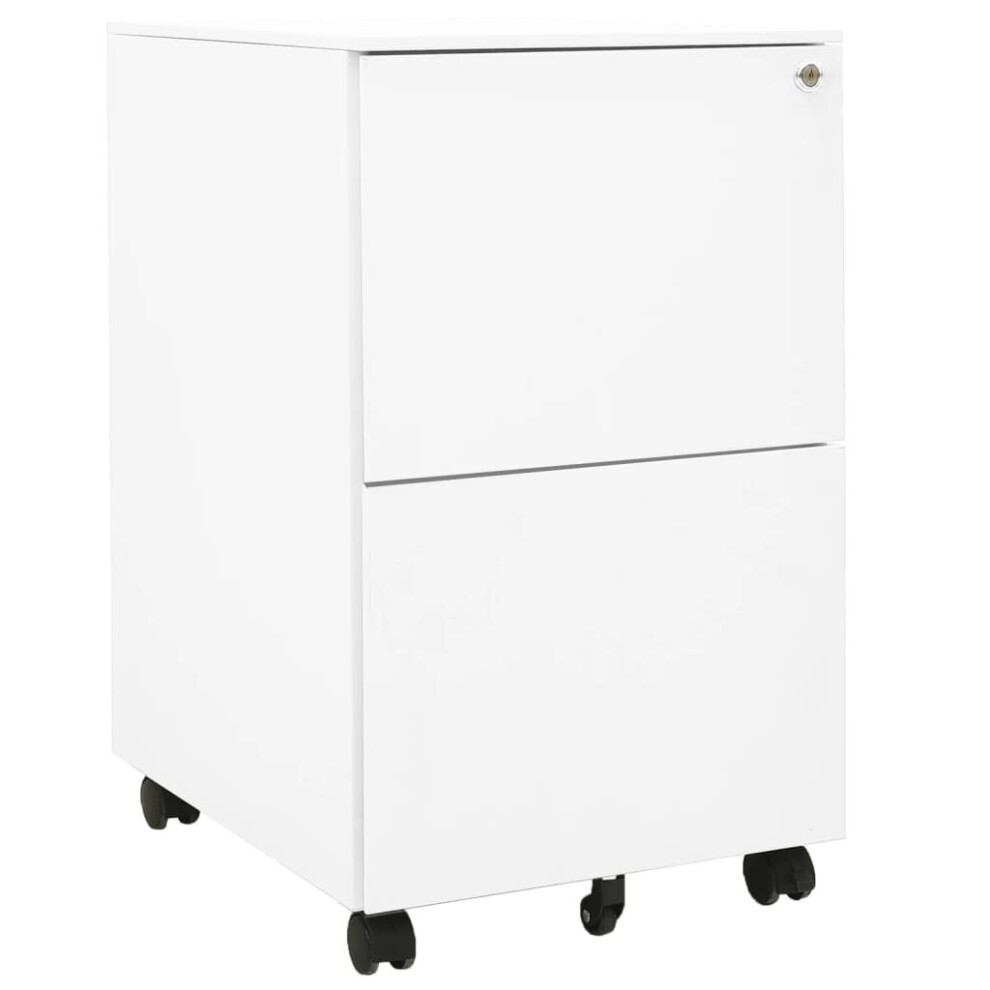 vidaXL Mobile File Cabinet White Steel Office File Storage Filing Cabinet