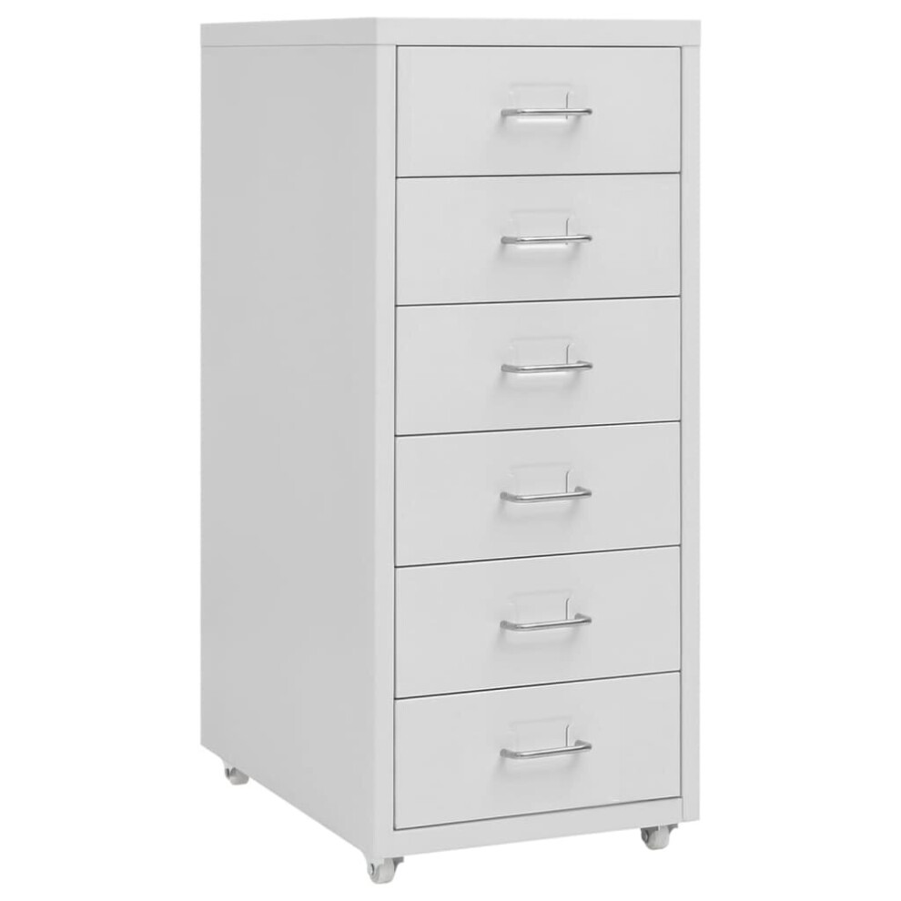 vidaXL Mobile File Cabinet Grey Metal Home Office Storage File Filing Cabinet