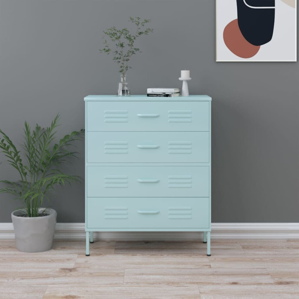 vidaXL Chest Of Drawers Mint Steel Living Room Sideboard Side Storage Cabinet