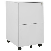 vidaXL 2-Drawer Mobile File Cabinet, Light Grey Steel, Lockable with Removable Hanging Bars, 335975