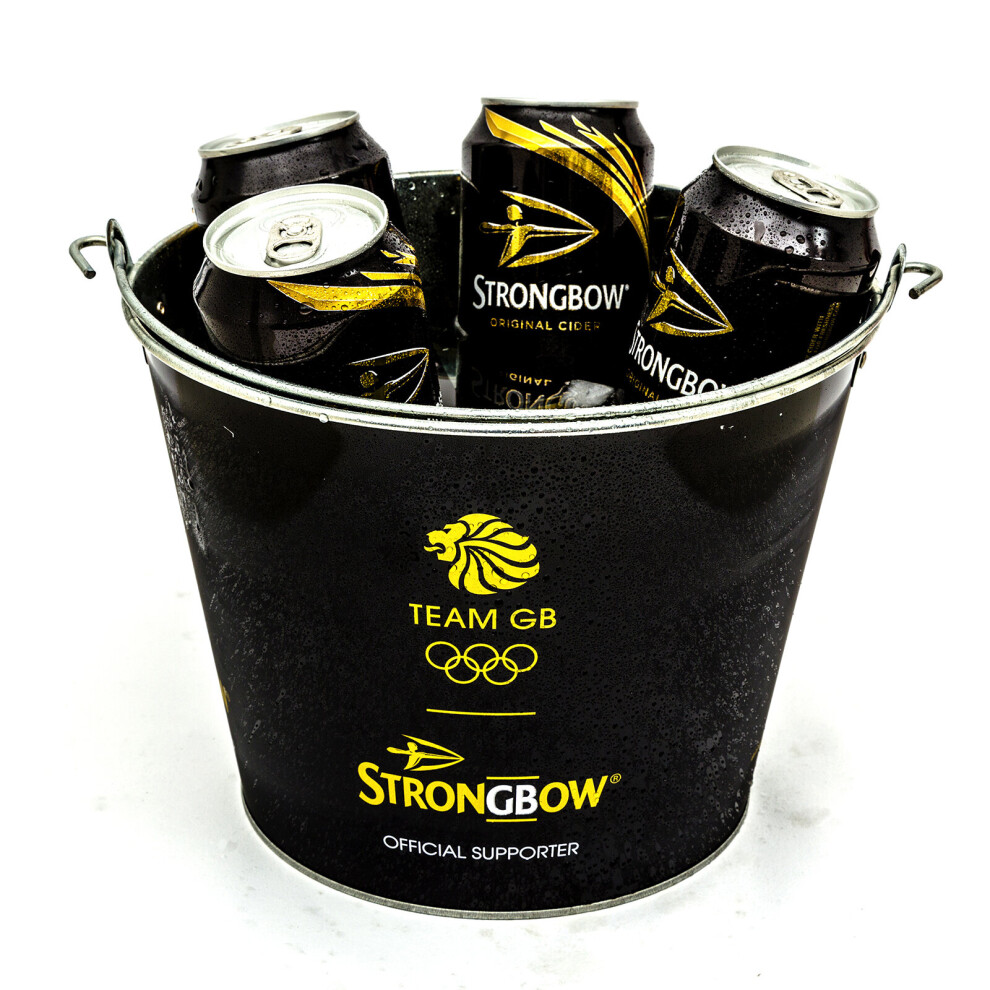 Strongbow Black Metal Ice Bucket Party Drink Holder Cooler Home Bar Pub 5 Cans