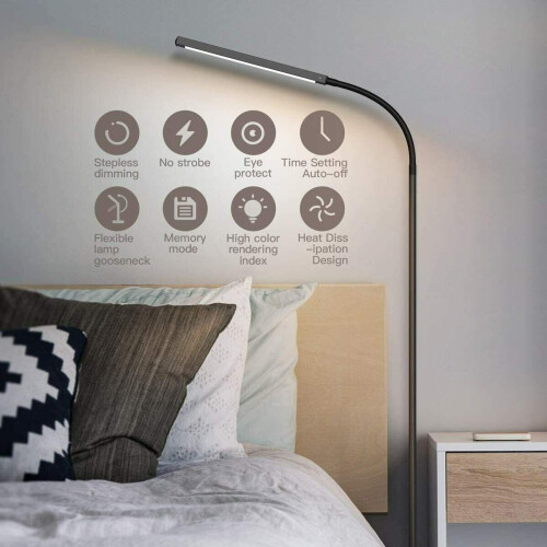 Floor Lamp,LED Standing Floor Lamp with Timer,Gooseneck Touch Control