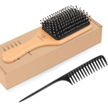 Hair Brush Boar Bristle Hairbrush for Thick Curly Thin Long Short Wet or Dry Hair Adds Shine and Makes Hair Smooth, Best Paddle Hair Brushes and Comb