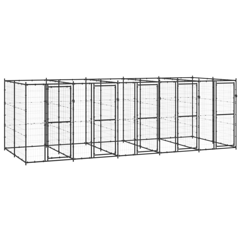 vidaXL Outdoor Dog Kennel Steel 12.1 m? Puppy Enclosure Patio Dog House Cage