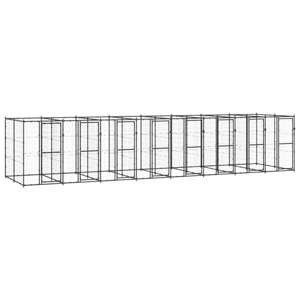 vidaXL Outdoor Dog Kennel Steel 19.36 m? Puppy Enclosure Patio Dog House Cage