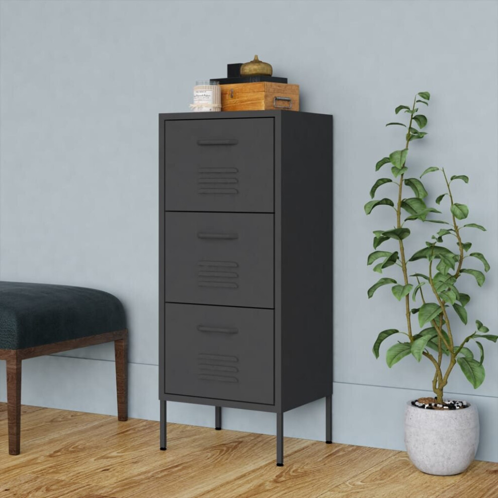 vidaXL Storage Cabinet Anthracite Steel Home Furniture Sideboard Side Cabinet