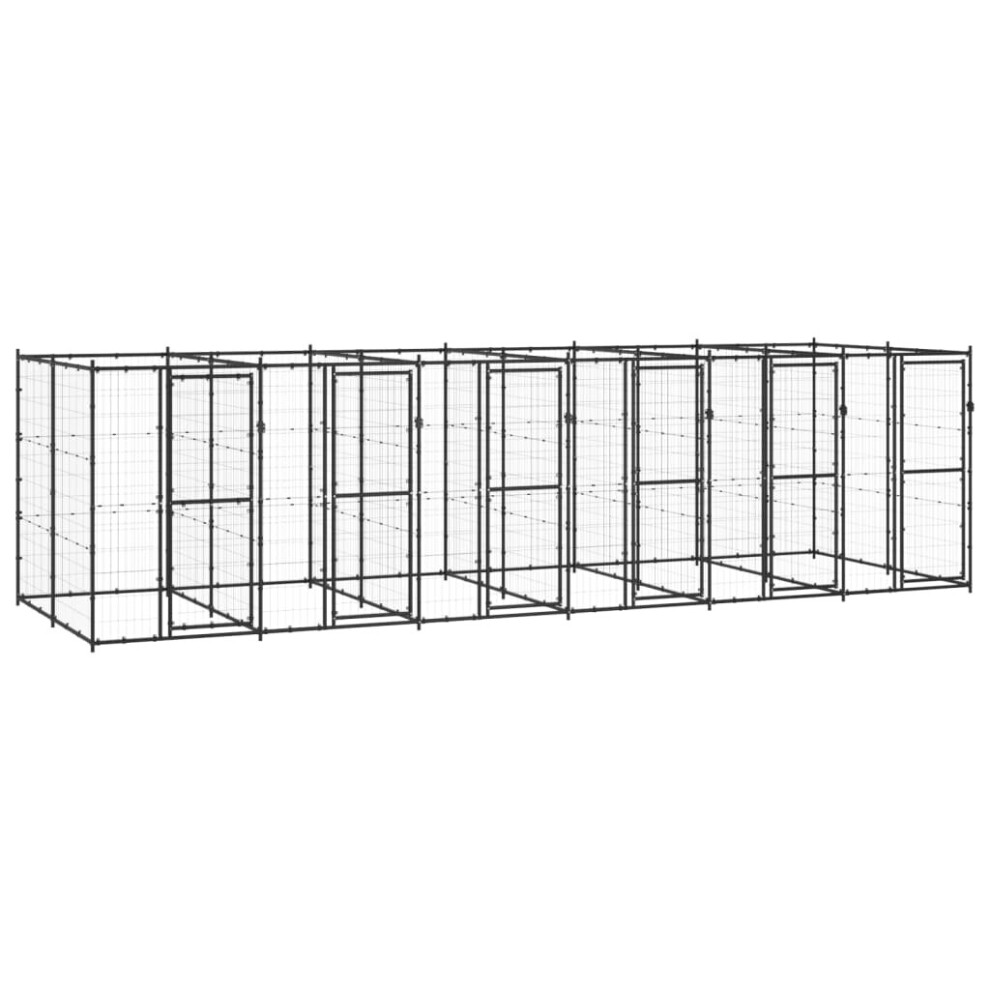 vidaXL Outdoor Dog Kennel Steel 14.52 m? Puppy Enclosure Patio Dog House Cage