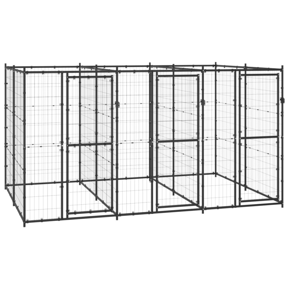 vidaXL Outdoor Dog Kennel Steel 7.26 m? Puppy Enclosure Patio Dog House Cage