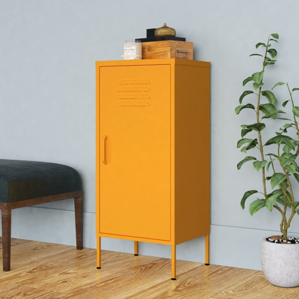 vidaXL Storage Cabinet Mustard Yellow Steel Cupboard Bookcase Book Cabinet