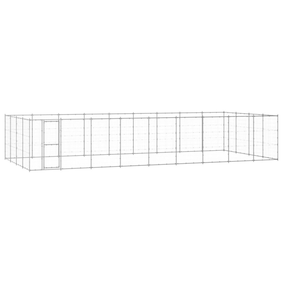 vidaXL Outdoor Dog Kennel Galvanised Steel 43.56 m? Patio Puppy Dog House Cage