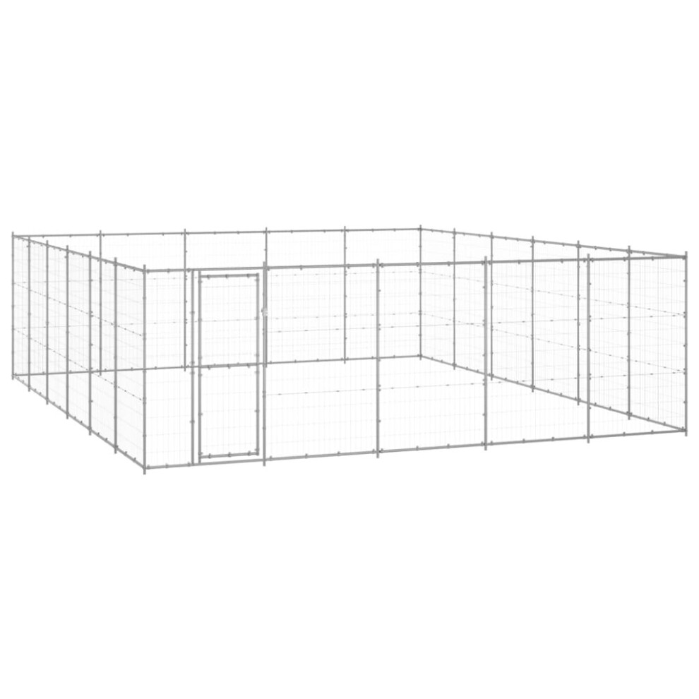 Vidaxl Outdoor Dog Kennel Galvanised Steel 36.3 M? Patio Puppy Dog House Cage