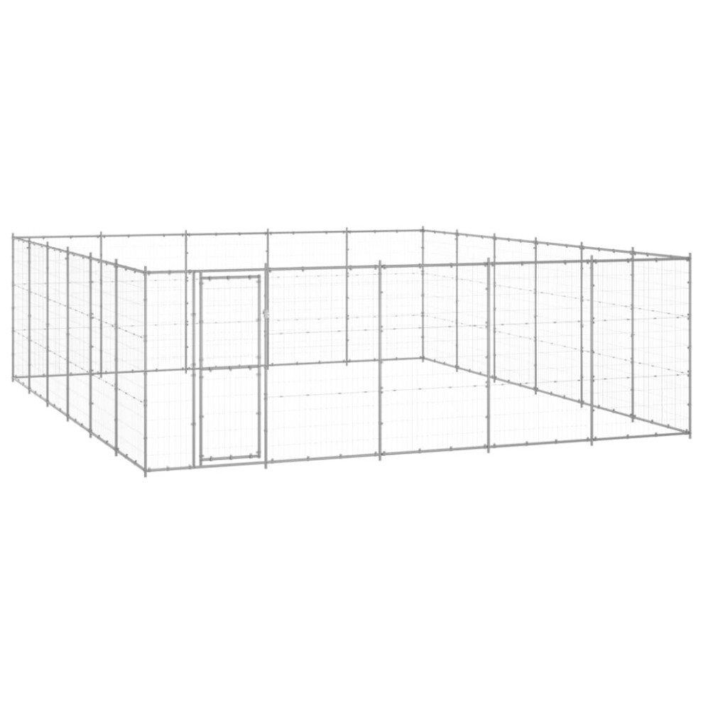 vidaXL Outdoor Dog Kennel Galvanised Steel 36.3 m? Patio Puppy Dog House Cage