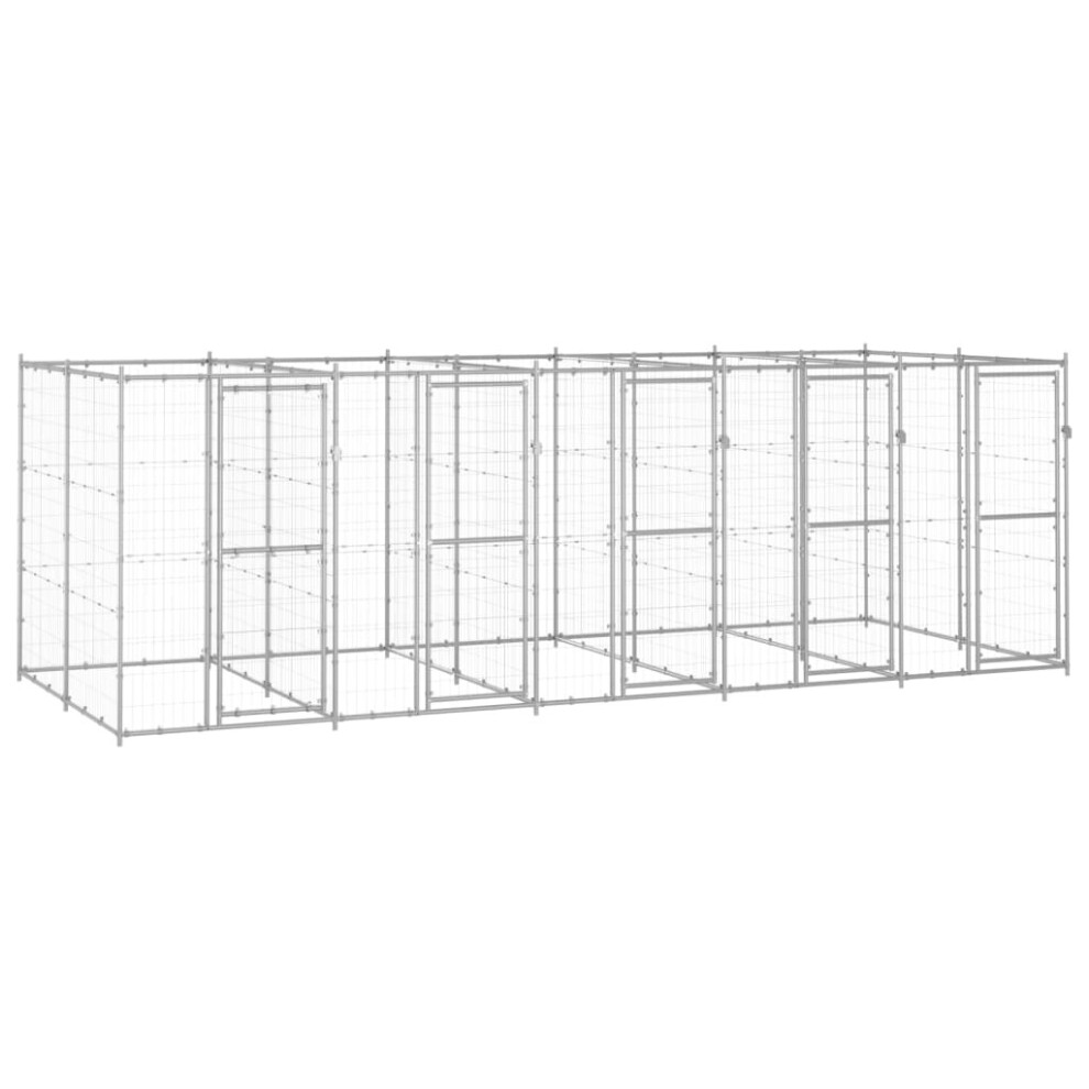 Vidaxl Outdoor Dog Kennel Galvanised Steel 12.1 M? Puppy Enclosure Dog Cage